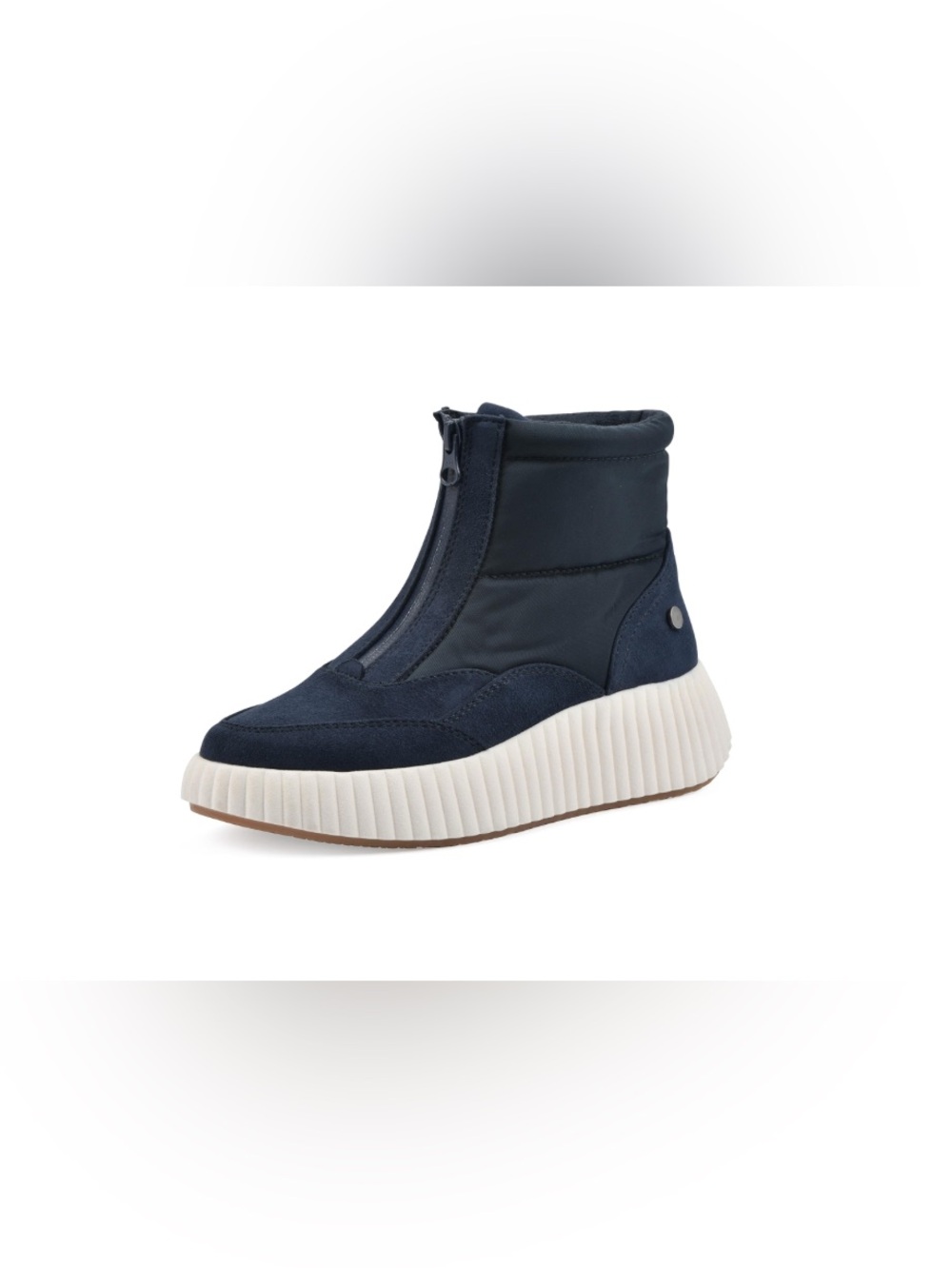 White Mountain Navy water resistant Front-Zip Platform Ankle Bootie size 9.5M
